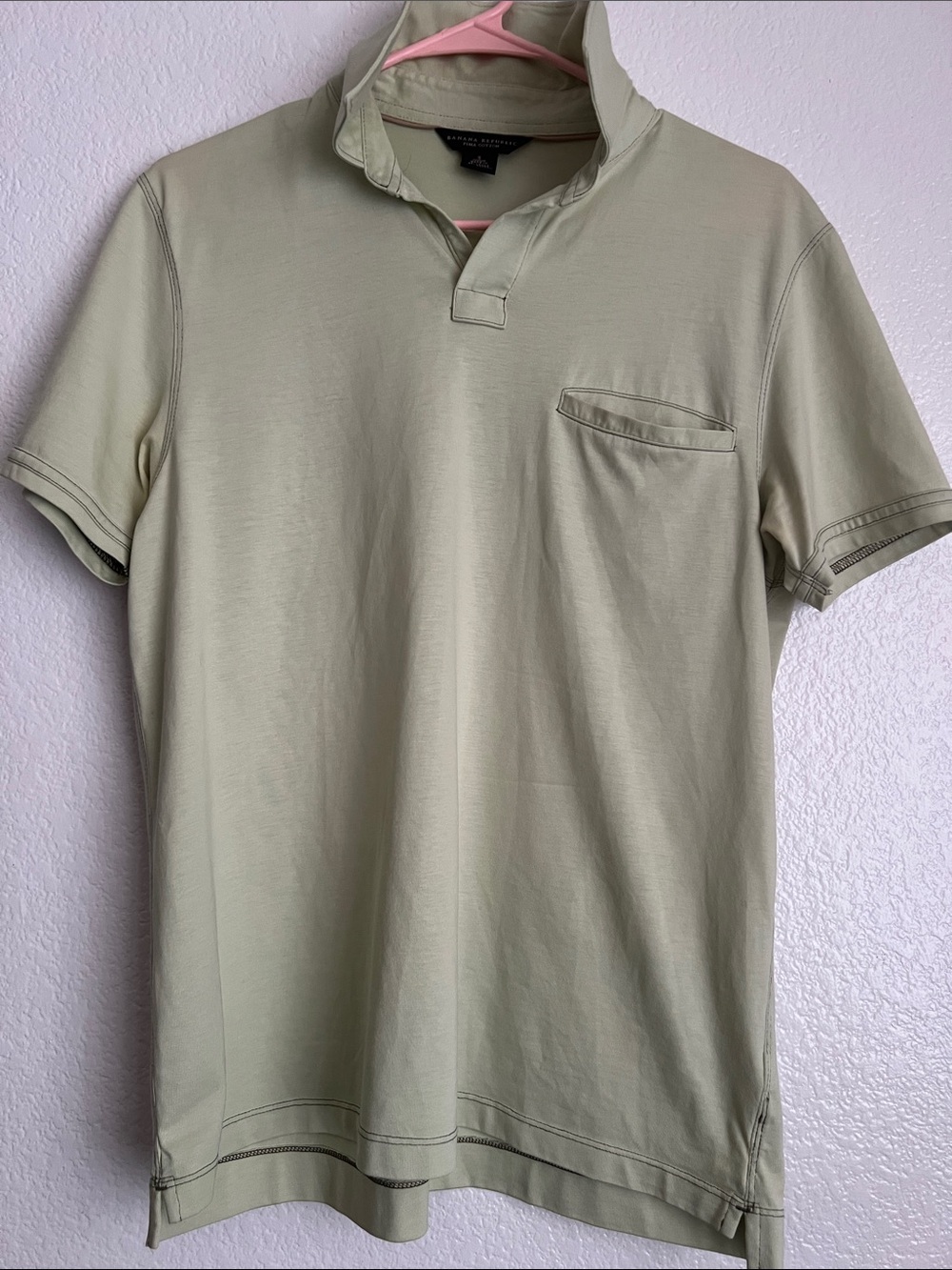 Banana Republic Men's Sage Green Polo with Chest Pocket